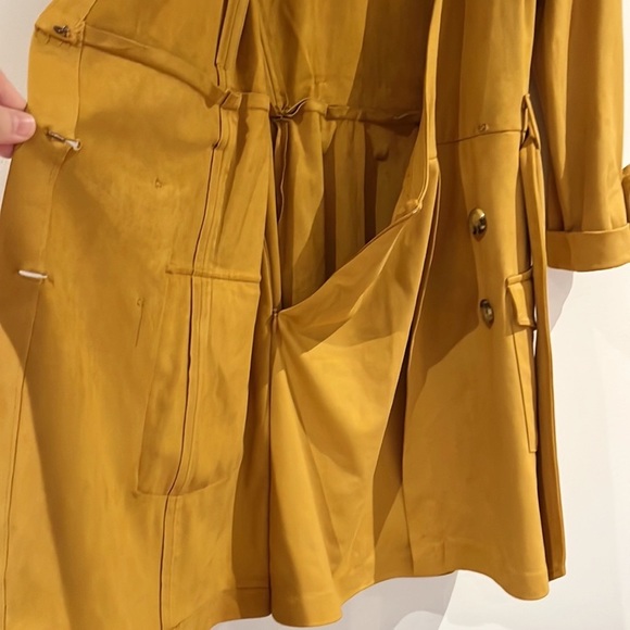 Zara Yellow Mustard Faux Suede Jumpsuit Mini Belted Dress Romper M - Picture 11 of 14
